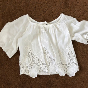 White Lace Crop Top